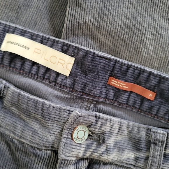 Pilcro Anthropologie Slim Boyfriend Corduroy Pants Blue-Gray Size 32 - Picture 7 of 9
